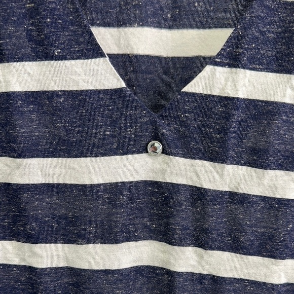 Twik ~ Striped Navy and Cream Women's Top - Picture 4 of 7